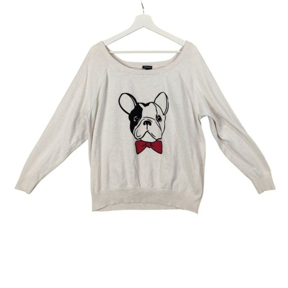 Torrid Womens Whimsical Lightweight French Bulldog Neutral Sweater 2X Beige Knit - Picture 1 of 8